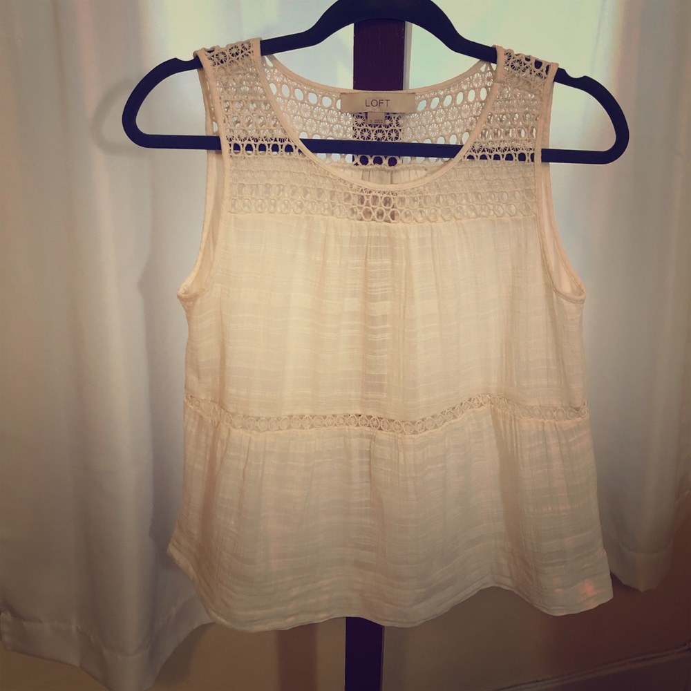 Loft tiered crochet trimmed tank